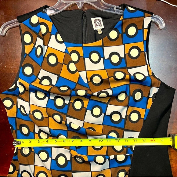 Anne Klein sleeveless graphic rouched blouse, zip back, size XL - Picture 7 of 8